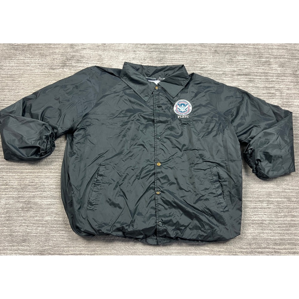 Auburn Sport Jacket Mens XL Black Homeland Security FLETC Coaches Windbreaker